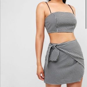 ISO ZAFUL Gingham Cami Top and Overlap Skirt Set.